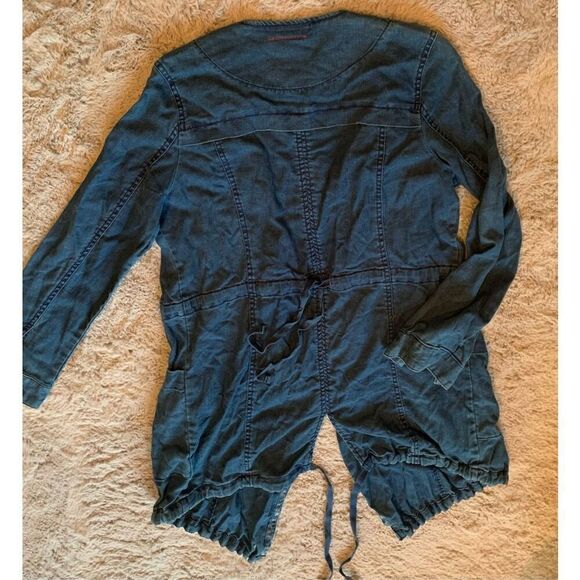 HEI HEI Anthropologie High Plains Chambray Anorak light denim OPEN jean JACKET - Picture 6 of 7